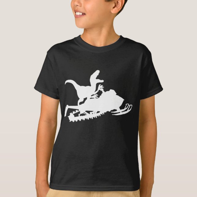 Camiseta Paseo divertido en moto de nieve con dinosaurio de (Anverso)