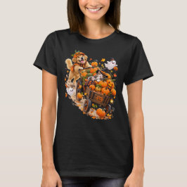 Camiseta Paseo divertido en vagón de calabaza de Halloween