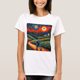 Camiseta Paseo en bicicleta por la noche estrellada 1