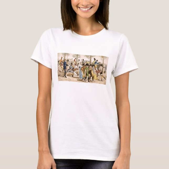 Camiseta Paseo en Longchamps, 1802 (grabado) (Anverso)