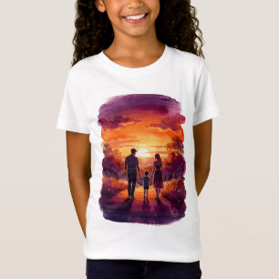 Camiseta Paseo Familiar al Atardecer en Acuarela – Arte de