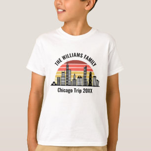 Camiseta Paseo Familiar Personalizado Atardecer de Chicago 