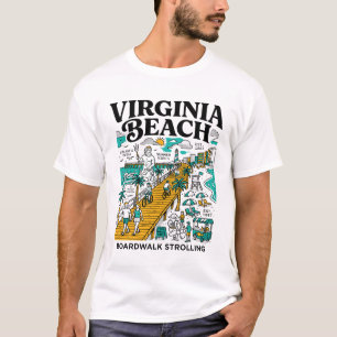 Camiseta Paseo marítimo de Virginia Beach con océano y muel