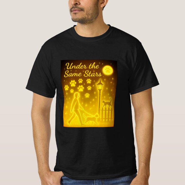 Camiseta Paseo nocturno estrellado Magico Vintage Pet Lover (Anverso)