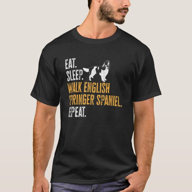 Camiseta Paseo por el sueño Inglés Springer Spaniel Repetir (Anverso)