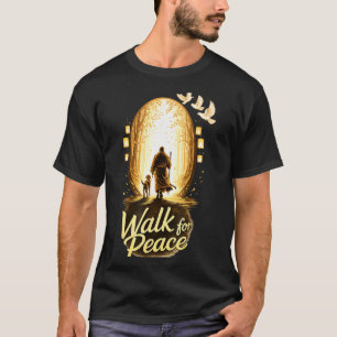 Camiseta Paseo por la paz monje espiritual con perro y palo