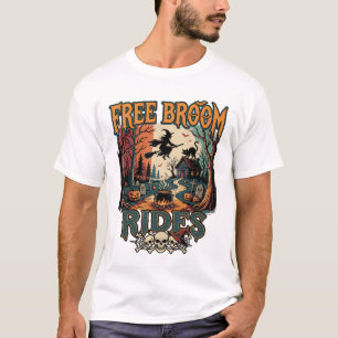 Camiseta Paseos de Escoba Gratis Bruja de Halloween Calaver