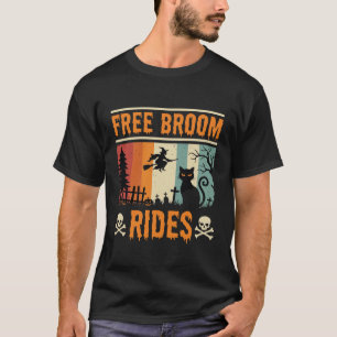 Camiseta Paseos en Escoba Gratis de Halloween Bruja Gato