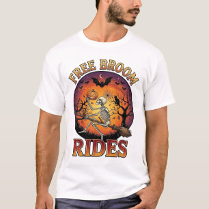 Camiseta Paseos en Escoba Gratis Halloween Calabaza Esquele