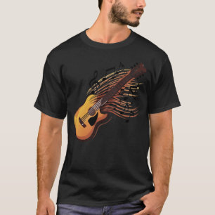 Camiseta Pasión de guitarra - Flujo de notas de música