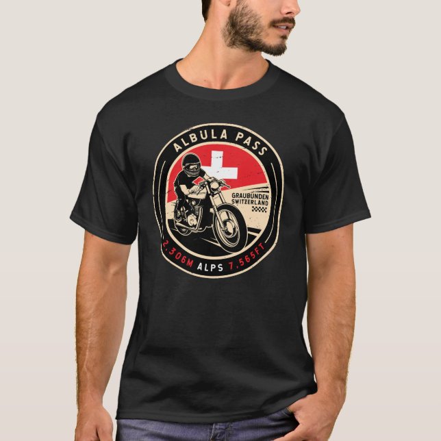 Camiseta Paso de Albula | Suiza | Motocicleta (Anverso)