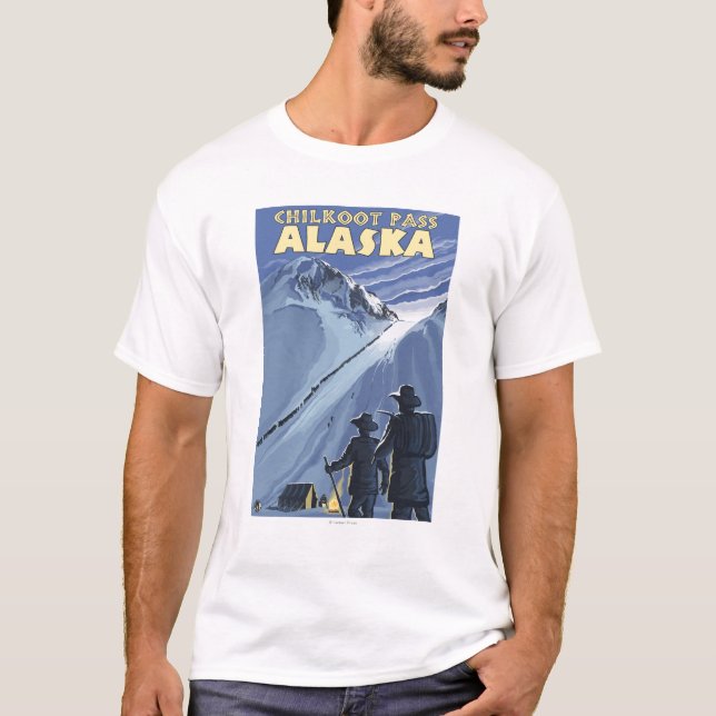 Camiseta Paso de Chilkoot, mineros de oro de Alaska (Anverso)