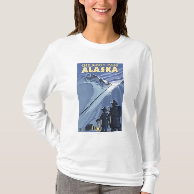 Camiseta Paso de Chilkoot, mineros de oro de Alaska (Anverso)