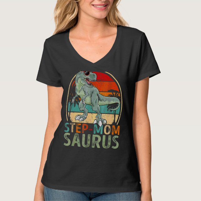 Camiseta Paso Momsaurus Rex Dinosaur Step Mom Saurus (Anverso)