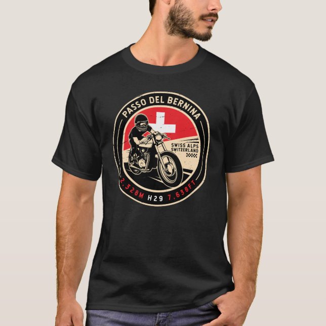 Camiseta Passo del Bernina | Suiza | Motocicleta (Anverso)