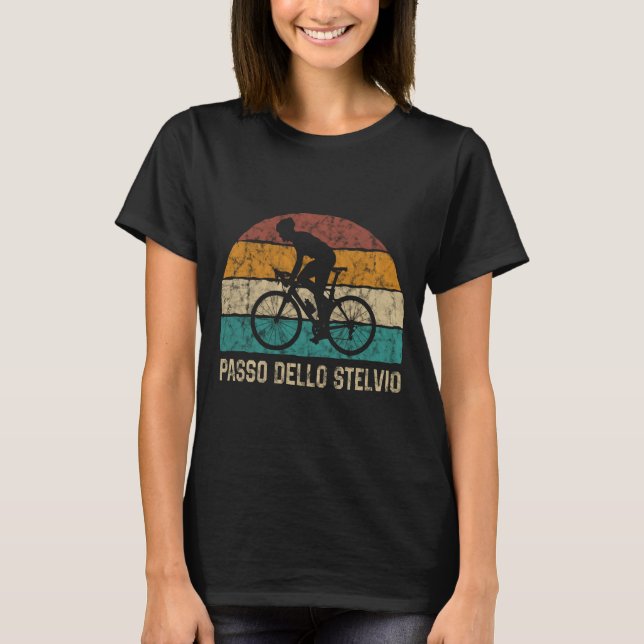 Camiseta Passo Dello Stelvio Ciclismo Escalar T Shirt Retro (Anverso)