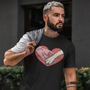 Camiseta Pasta Animal Y Mano Humana En El Corazón