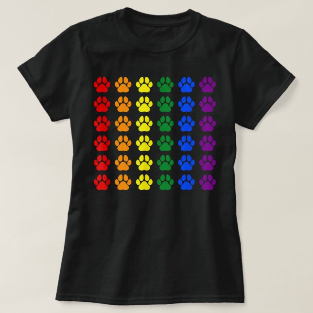 Camiseta Pasta arcoiris Imprimir perro con orgullo LGBT (Diseño del anverso)