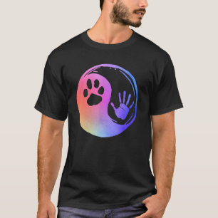 Camiseta Pasta de gato de perro imprimió la mano de Yin Yan
