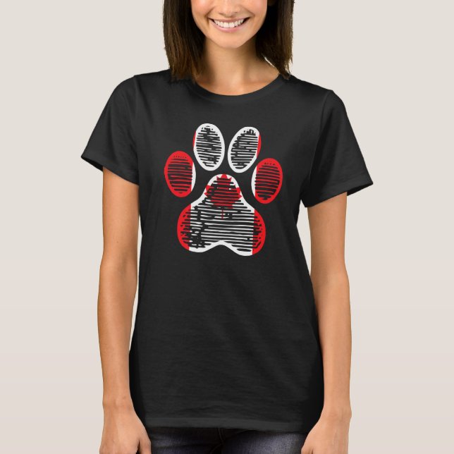 Camiseta Pasta de perro con hoja de arce Bandera canadiense (Anverso)