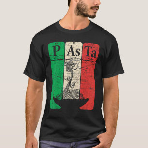 Camiseta Pastas periódicas de pasta italiana Elementos de m