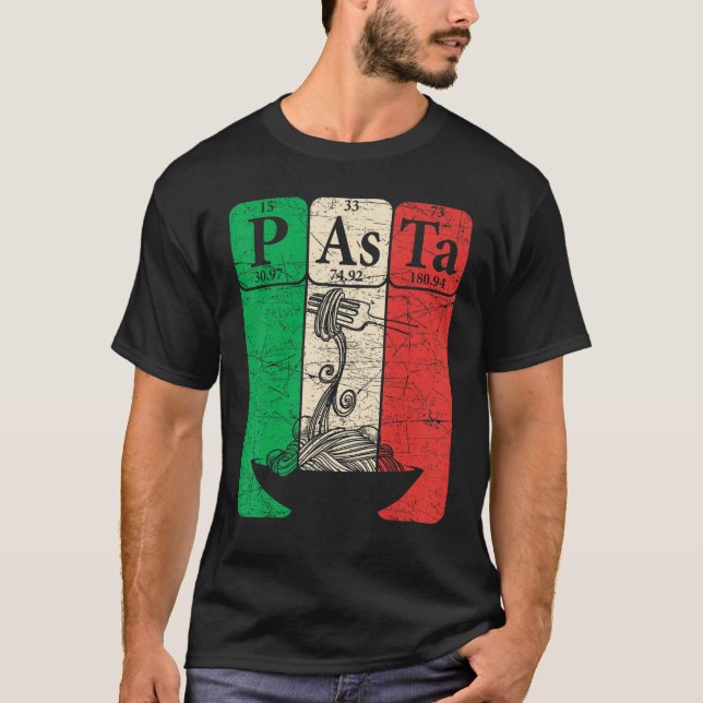 Camiseta Pastas periódicas de pasta italiana Elementos de m (Anverso)