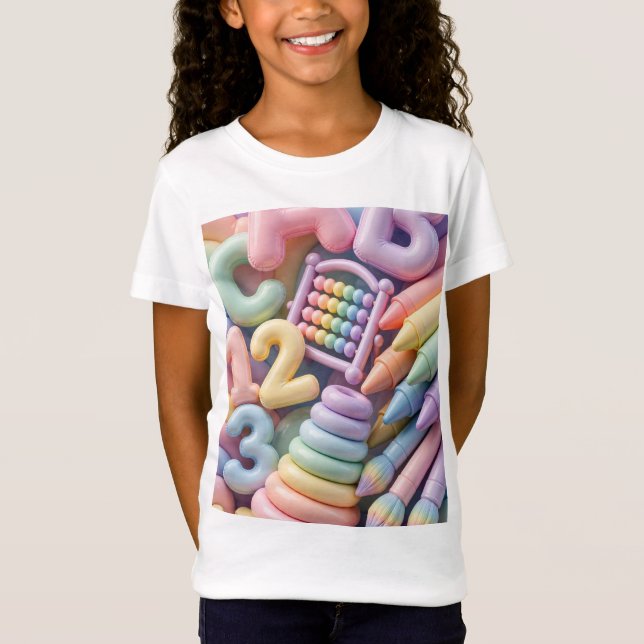 Camiseta Pastel ABC Learning Burst - Inflado 3D  (Anverso)