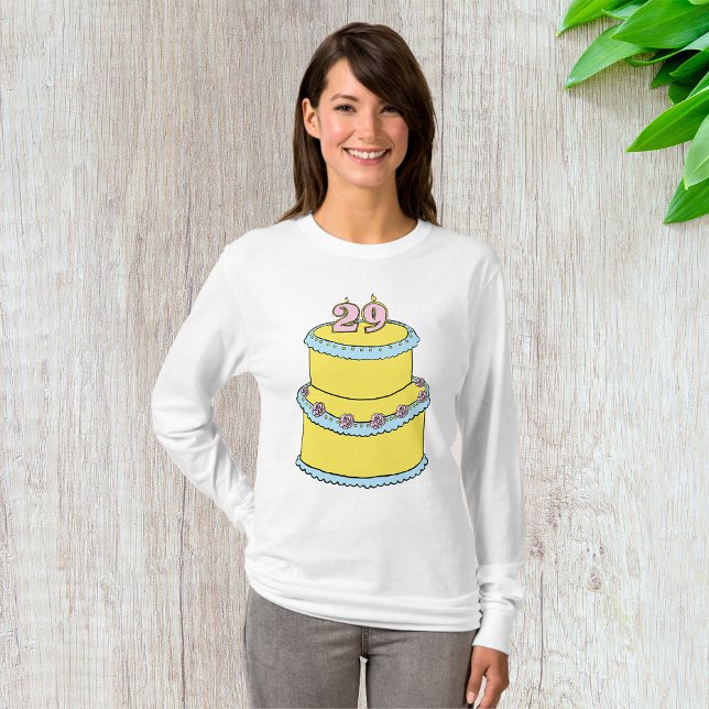 Camiseta Pastel amarillo de cumpleaños 29 con rosas rosadas (Subido por el creador)