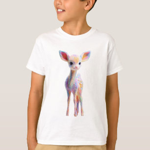 Camiseta Pastel Arcoíris Bebé Ciervo Peludo Niños
