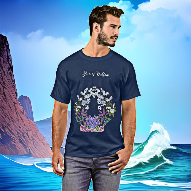 Camiseta Pastel azul suave Hydrangeas Púrpura Lilac Cumplea (Soft Blue Pastel Hydrangeas Purple Lilac Birthday T-Shirt)