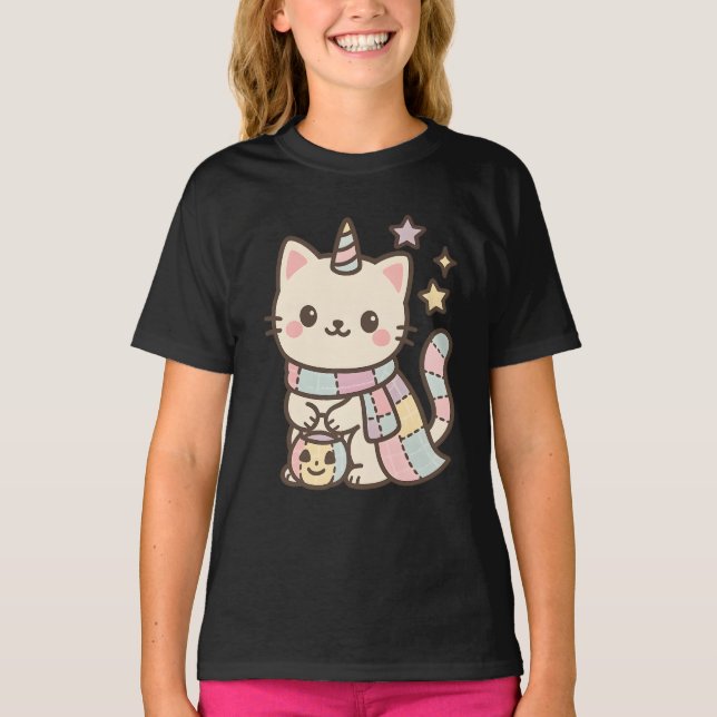 Camiseta Pastel Caticorn Magic Kids T-Shirt | Cute Kawaii (Anverso)