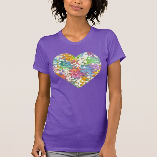 Camiseta Pastel Confetti Hearts Purple T-Shirt (Anverso)