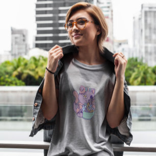 Camiseta Pastel Creepy Cat Comiendo Ramen