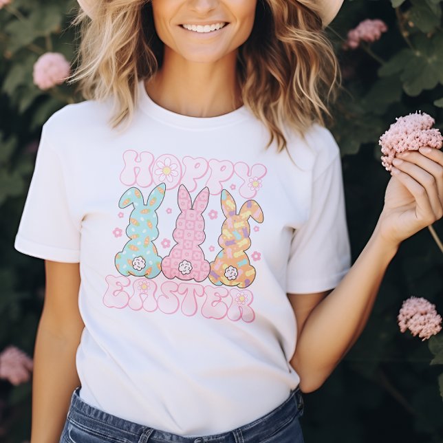 Camiseta Pastel Cute Groovy Hoppy Easter Bunny Mujeres (Pastel Cute Groovy Hoppy Easter Bunny Womens T-Shirt)