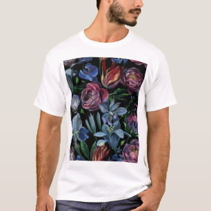Camiseta Pastel de aceite floral: patrón sin foco
