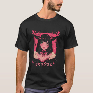 Camiseta Pastel de árbol de Navidad Anime Chica Waifu dulce
