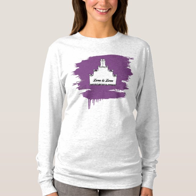 CAMISETA PASTEL DE BODAS LÉSBICO AMOR (Anverso)