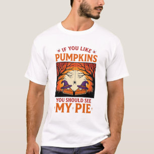 Camiseta Pastel de Calabaza Sombrero de Bruja Divertido de
