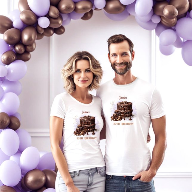 Camiseta Pastel de chocolate 30 cumpleaños Fiesta Unisex (Chocolate Cake 30th Birthday Party Unisex T-Shirt)
