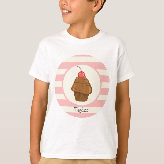 Camiseta Pastel de chocolate con rayas de cerezo y rosa (Anverso)
