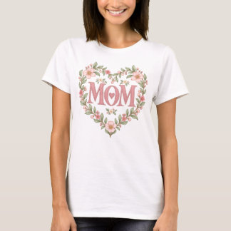 Camiseta pastel de corazón floral para mamá