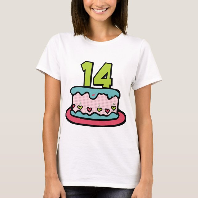 Camiseta Pastel de cumpleaños de 14 años (Anverso)