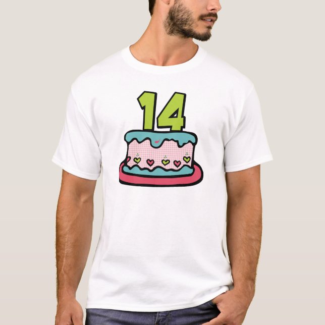 Camiseta Pastel de cumpleaños de 14 años (Anverso)