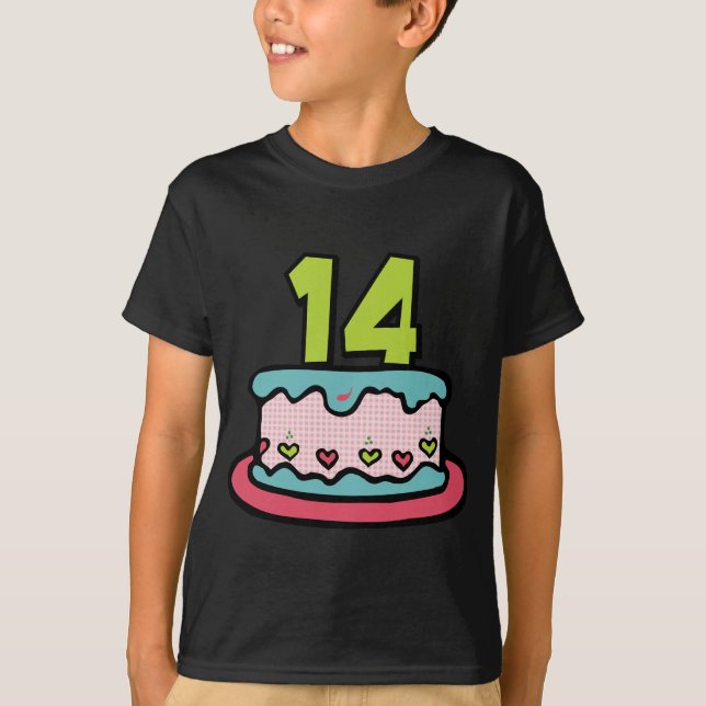 Camiseta Pastel de cumpleaños de 14 años (Anverso)