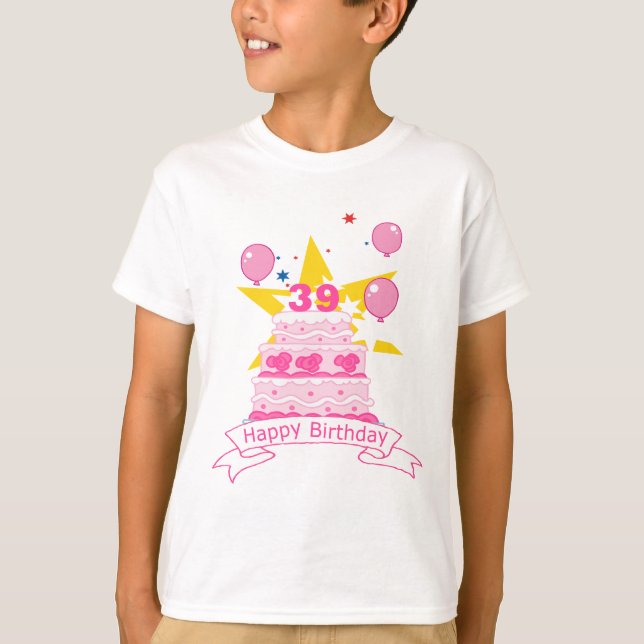 Camiseta Pastel de cumpleaños de 39 años (Anverso)