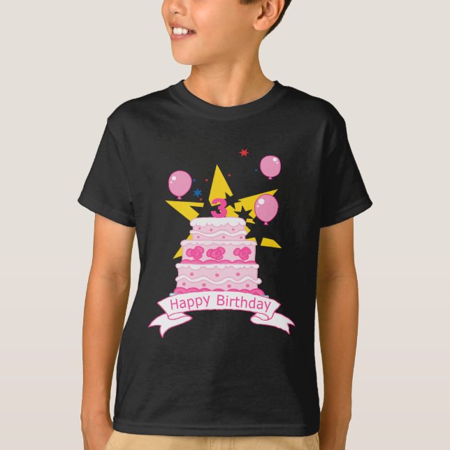 Camiseta Pastel de cumpleaños de 3 años (Anverso)