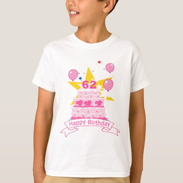 Camiseta Pastel de cumpleaños de 62 años (Anverso)