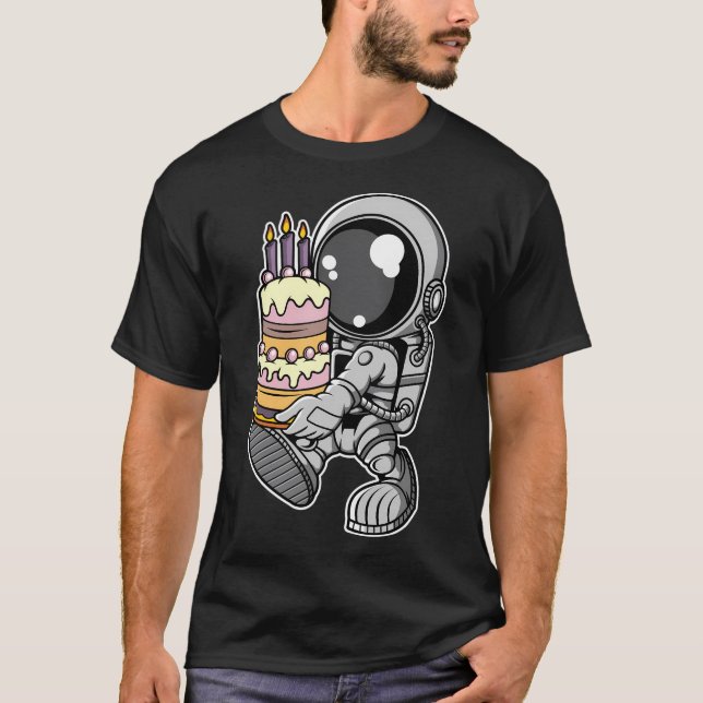 Camiseta Pastel de cumpleaños de astronauta (Anverso)