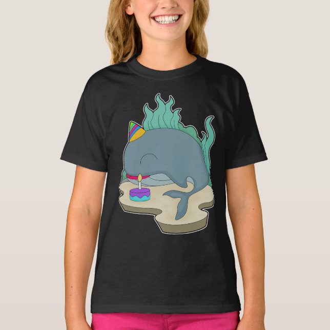 Camiseta Pastel de cumpleaños de ballena (Anverso)