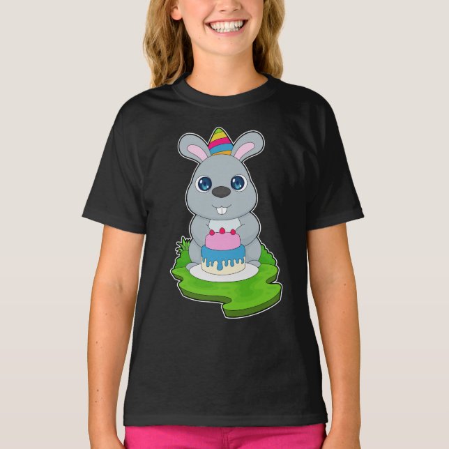 Camiseta Pastel de cumpleaños de conejo (Anverso)